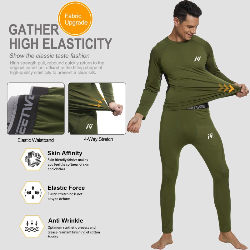 MEETWEE Men's Long Sleeves, Green, M - Image 4